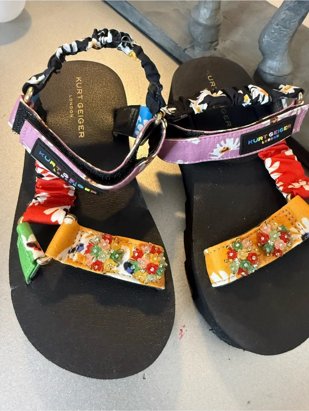 Kurt Geiger Kids' Multicolor Embellished Floral Sandals 2Y